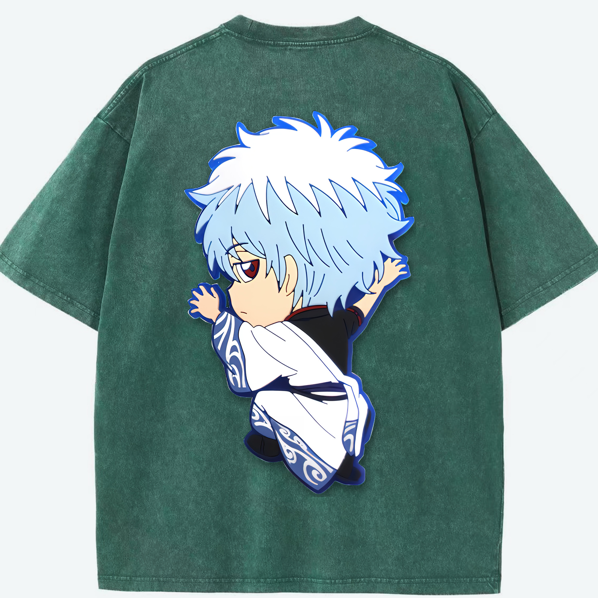 （画像用） ぎんたま 坂田銀時（さかたぎんとき） 神楽 志村新八（しむら しんぱち） GINTAMA Sakata Gintoki Kagura Shimura Shinpachi 綿100% ヴィンテージ風 半袖Tシャツ（背面プリント）